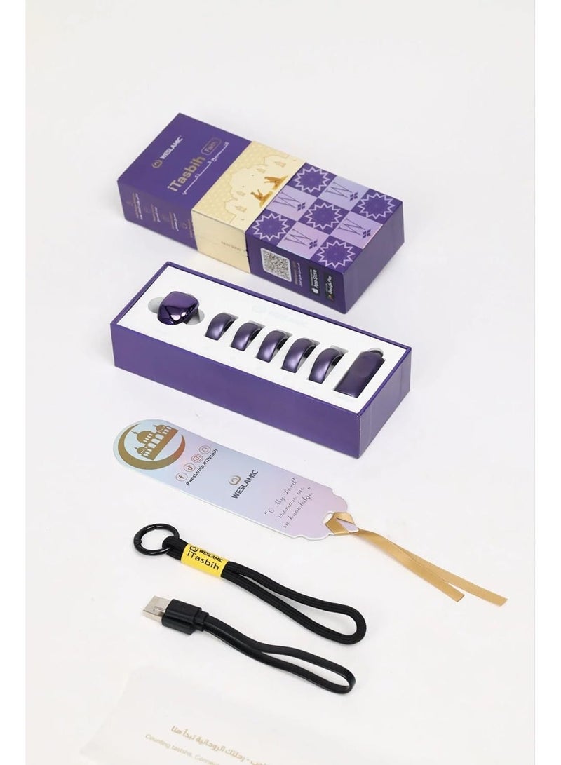 WESLAMIC ITasbih Zikr Smart Ring  beads ring... Available in five sizes: 16 cm, 18 cm, 20 cm, 22 cm, 24 cm (Lavender Purple) 2026 New!! - Image 3